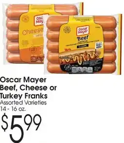 Family Fare Oscar Mayer Beef, Cheese or Turkey Franks offer