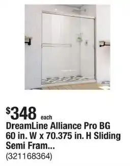 The Home Depot DreamLine Alliance Pro BG 60 in. W x 70.375 in. H Sliding Semi Fram... offer