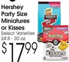 Family Fare Hershey party size miniatures or Kisses offer