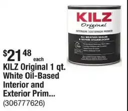 The Home Depot Kilz original 1 qt. white oil-based interior and exterior prim offer