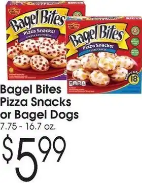 Family Fare Bagel bites pizza snacks or bagel dogs offer