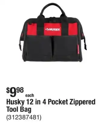 Husky 12 in 4 Pocket Zippered Tool Bag