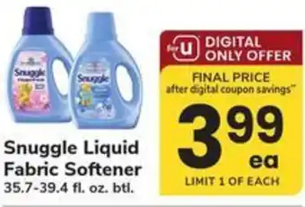 Safeway Snuggle liquid fabric softener offer