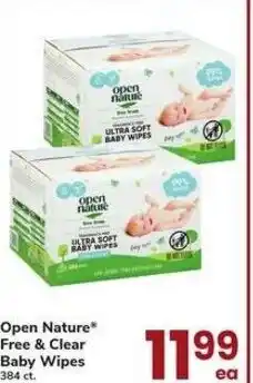 Safeway Open nature® free & clear baby wipes offer