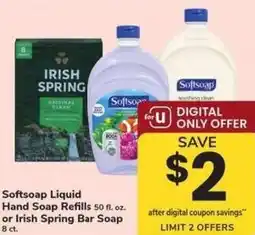 Safeway Softsoap liquid hand soap refillsor irish spring bar soap offer