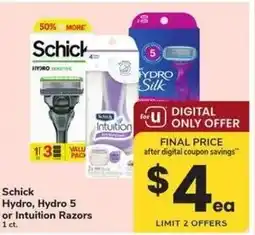 Safeway Schick hydro, hydro 5 or intuition razors offer