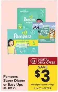 Safeway Pampers super diaper or easy ups offer