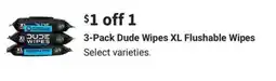 Walgreens 3-Pack Dude Wipes XL Flushable Wipes offer