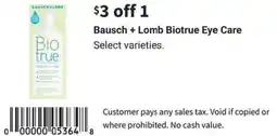 Walgreens Bausch + lomb biotrue eye care offer