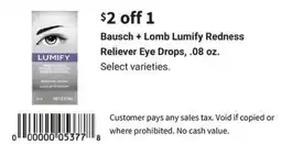 Walgreens Bausch + lomb lumify redness reliever eye drops offer