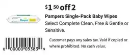 Walgreens Pampers single-pack baby wipes offer
