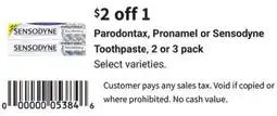 Walgreens Parodontax, pronamel or sensodyne toothpaste, 2 or 3 pack offer