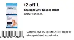 Walgreens Sea band anti-nausea relief offer