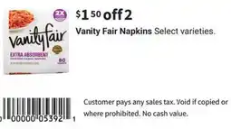 Walgreens Vanity fair napkins offer