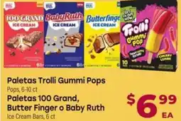 Los Altos Ranch Market Paletas trolli gummi pops paletas 100 grand, butter finger o baby ruth offer