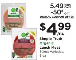 Ralphs Simple Truth Organic Lunch Meat offer