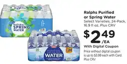 Ralphs Ralphs Purified or Spring Water offer