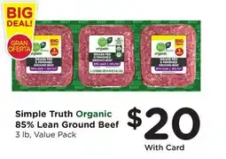 Ralphs Simple Truth Organic 85% Lean Ground Beef offer
