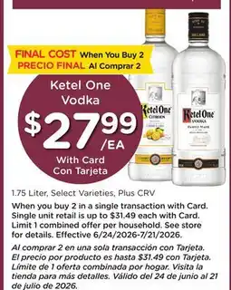 Ralphs Ketel One Vodka offer