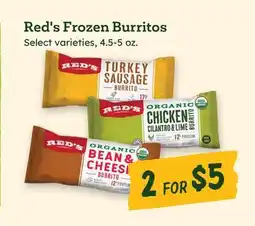 Sprouts Farmers Market Red's Frozen Burritos offer