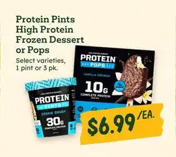 Sprouts Farmers Market Protein Pints High Protein Frozen Dessert or Pops offer