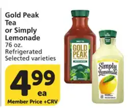Vons Gold Peak Tea or Simply Lemonade offer