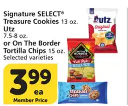 Vons Signature SELECT Treasure Cookies 13 oz. Utz 7.5-8 oz. or On The Border Tortilla Chips 15 oz offer