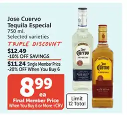 Vons Jose Cuervo Tequila Especial offer