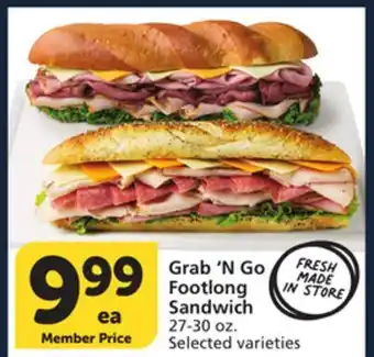 Vons Grab 'N Go Footlong Sandwich offer