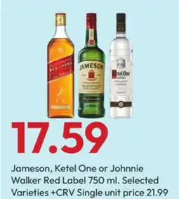 Stater Bros Jameson, Ketel One or Johnnie Walker Red Label offer