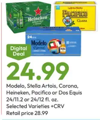 Stater Bros Modelo, Stella Artois, Corona, Heineken, Pacifico or Dos Equis offer