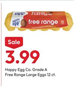 Stater Bros Happy Egg Co. Grade A Free Range Large Eggs offer