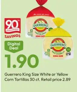 Stater Bros Guerrero King Size White or Yellow Corn Tortillas offer