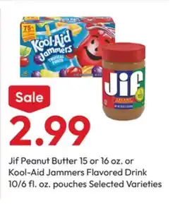 Stater Bros Jif Peanut Butter 15 or 16 oz. or Kool-Aid Jammers Flavored Drink 10/6 fl. oz. pouches offer