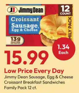Stater Bros Jimmy Dean Sausage, Egg & Cheese Croissant Breakfast Sandwiches offer