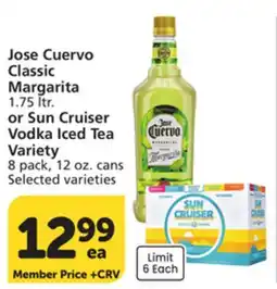 Albertsons Jose Cuervo Classic Margarita 1.75 ltr. or Sun Cruiser Vodka Iced Tea Variety 8 pack, 12 oz. cans offer