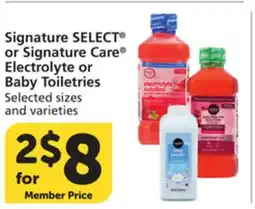 Albertsons Signature SELECT or Signature Care Electrolyte or Baby Toiletries offer