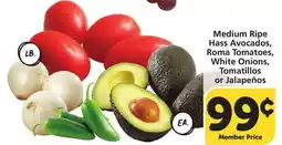Albertsons Medium Ripe Hass Avocados, Roma Tomatoes, White Onions, Tomatillos or Jalapeños offer
