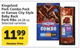Albertsons Kingsford Pork Combo Pack or Kansas City Style Baby Back Pork Ribs offer