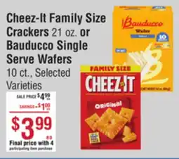 Smart & Final Cheez-It Family Size Crackers 21 oz. or Bauducco Single Serve Wafers 10 ct offer