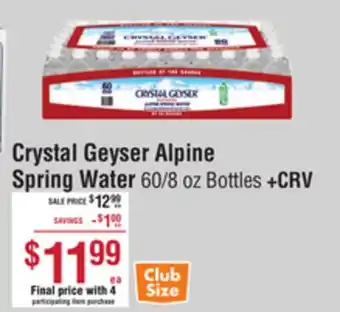 Smart & Final Crystal Geyser Alpine Spring Water offer