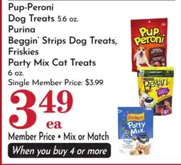 Pavilions Pup-Peroni Dog Treats 5.6 oz. Purina Beggin' Strips Dog Treats, Friskies Party Mix Cat Treats 6 oz offer