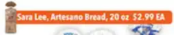Tony’s Fresh Market Sara Lee, Artesano Bread offer