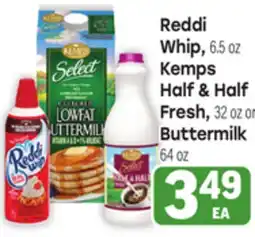 Tony’s Fresh Market Reddi Whip, 6.5 oz Kemps Half & Half Fresh, 32 oz or Buttermilk 64 oz offer