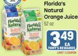 Tony’s Fresh Market Florida's Natural Orange Juice offer