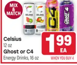 Tony’s Fresh Market Celsius 12 oz Ghost or C4 Energy Drinks offer