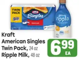 Tony’s Fresh Market Kraft American Singles Twin Pack, 24 oz Ripple Milk, 48 oz offer