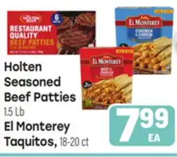 Tony’s Fresh Market Holten Seasoned Beef Patties 1.5 Lb El Monterey Taquitos, 18-20 ct offer