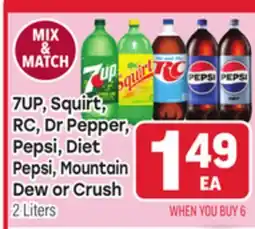 Tony’s Fresh Market 7UP, Squirt, RC, Dr Pepper, Pepsi, Diet Pepsi, Mountain Dew or Crush offer