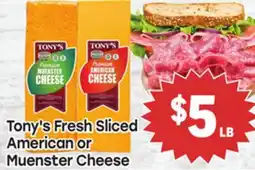 Tony’s Fresh Market Tony's Fresh Sliced American or Muenster Cheese offer